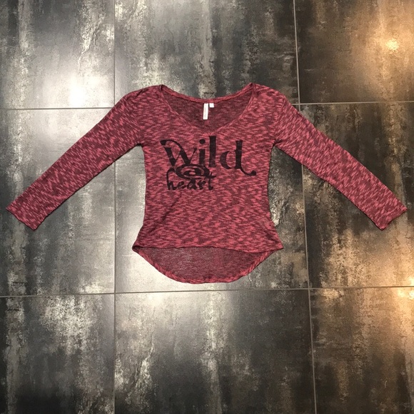 HANG TEN Dark Pink “Wild @ Heart” Long Sleeve Top, Sz. S - Picture 5 of 12